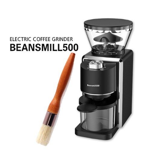 빈스밀500 전동 커피그라인더 코니컬 버(청소용브러쉬 포함) 타이머기능 35단계분쇄